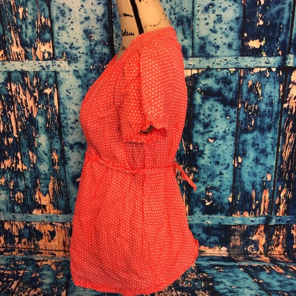 Motherhood Maternity sz M coral polka dot top tie - Picture 2 of 4